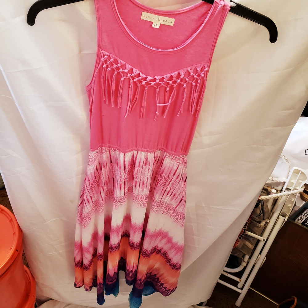 Pink and Multicolor Asymmetrical Dress